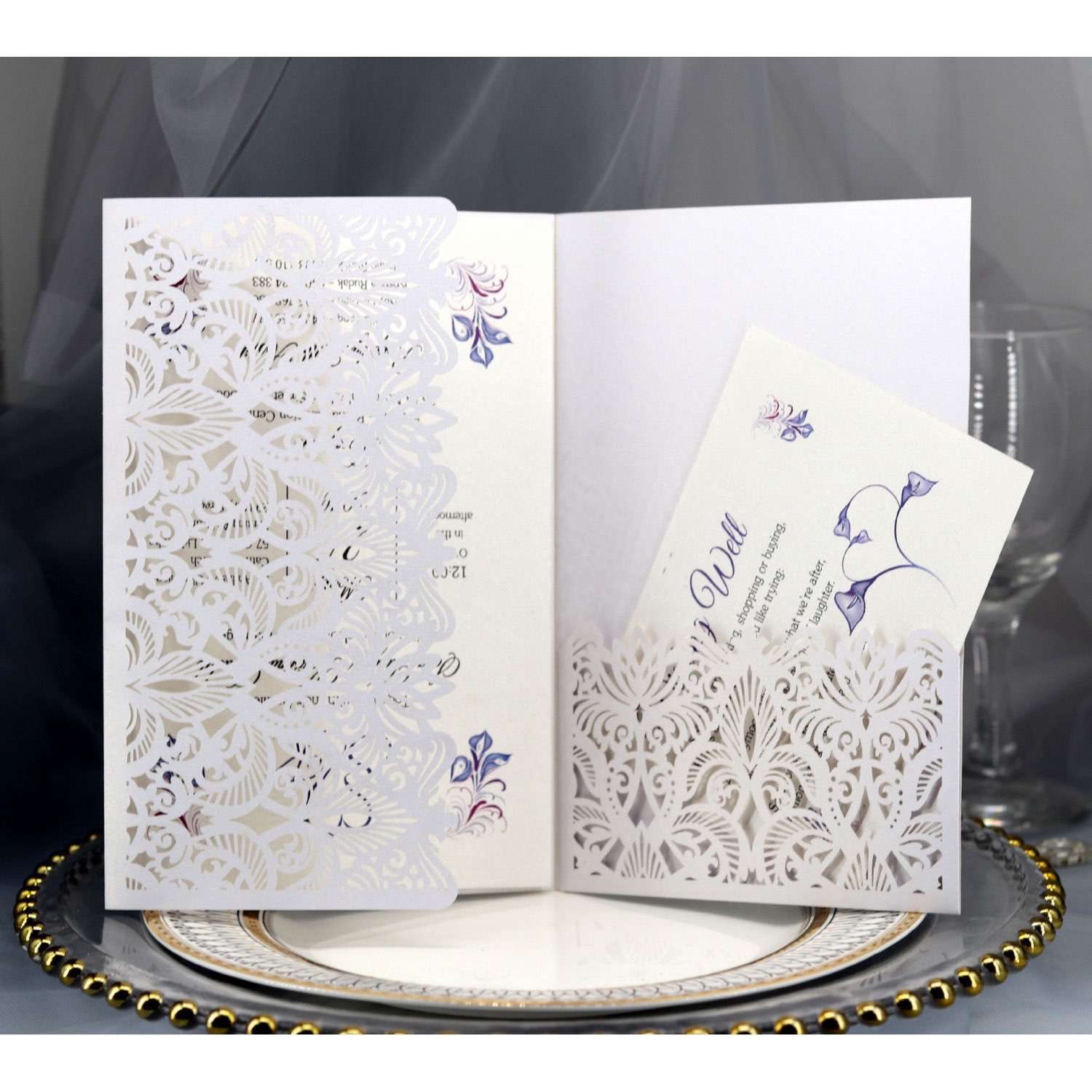 Elegant Invitation Business Invitation Laser Cut Iridescent Paper European Style